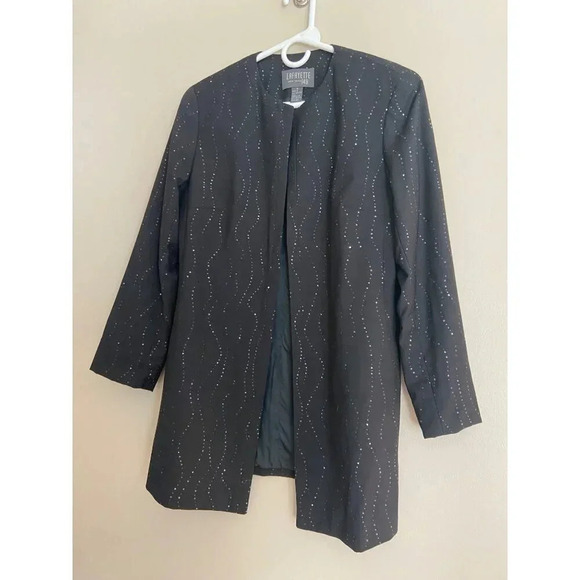 Lafayette 148 New York Black Open Front Wool Blazer Career Jacket Size 8 - Picture 3 of 11